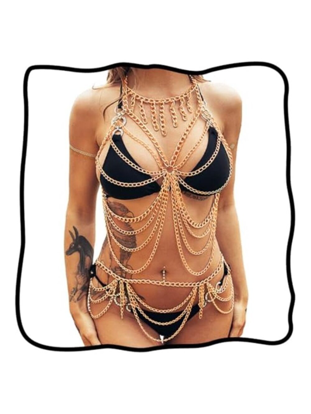 Body Chain Gold Body Harness Set Bikini Body Jewelry Set for Women |